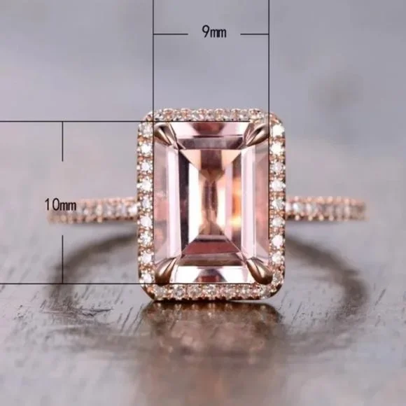 NEW 18K Rose Gold Square Halo Ring - Picture 5 of 6